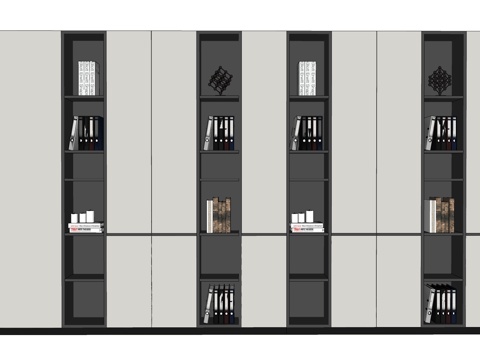 现代书柜 高柜 装饰柜 办公柜 壁柜su模型