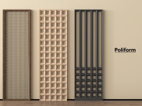 新中式隔断 木制隔断 屏风隔断 花格隔断su模型