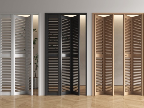 现代折叠门 百叶折叠门su模型