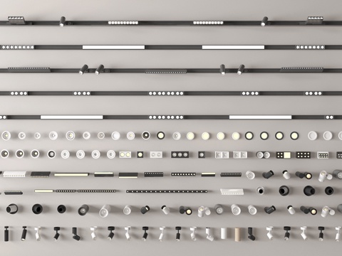 现代筒灯射灯 明装筒灯射灯 嵌入式筒灯射灯 轨道射灯 转向式su模型