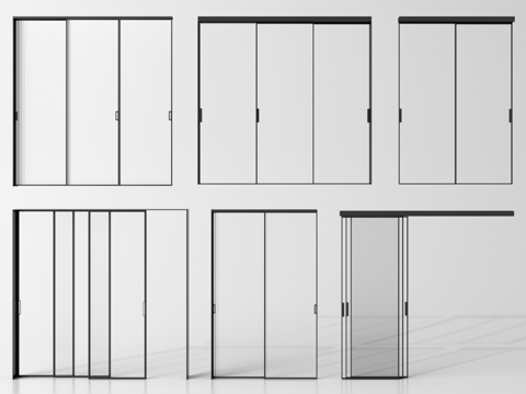 现代极简推拉门 阳台推拉门 玻璃推拉门 厨房推拉门 四联动推su模型