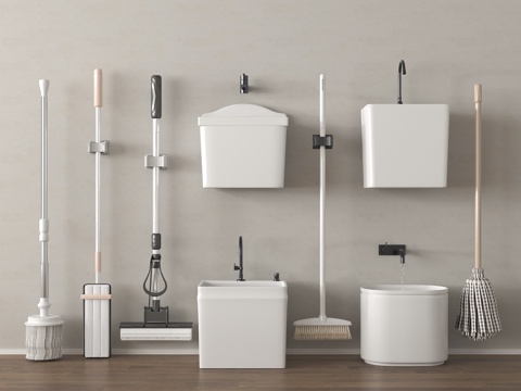 现代拖布池 拖把池 墩布池 拖把su模型su模型