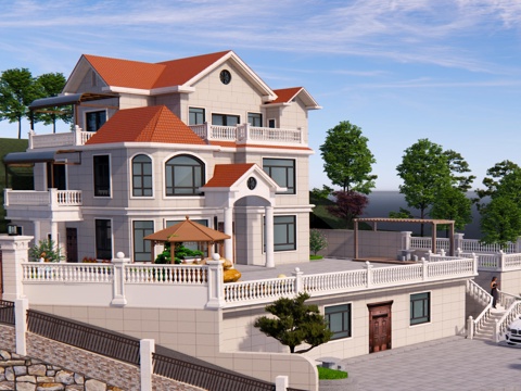 美式乡村自建别墅su模型