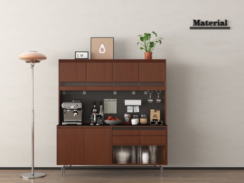 法式斗柜 法式玄关柜 斗柜边柜 边柜摆件 落地灯 盆栽绿植su模型