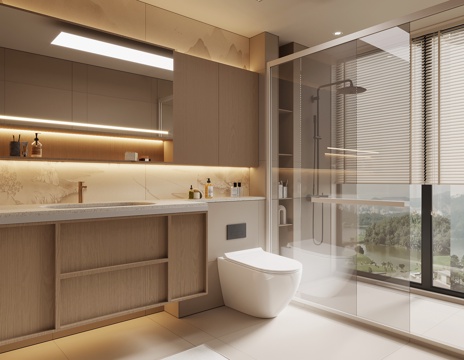  新中式卫生间3d模型 