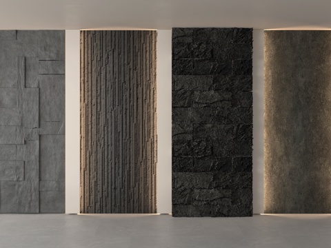 现代石材 石材背景墙 毛石墙 岩石墙 文化石 护墙板su模型