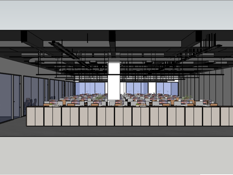 公共办公区全案su模型