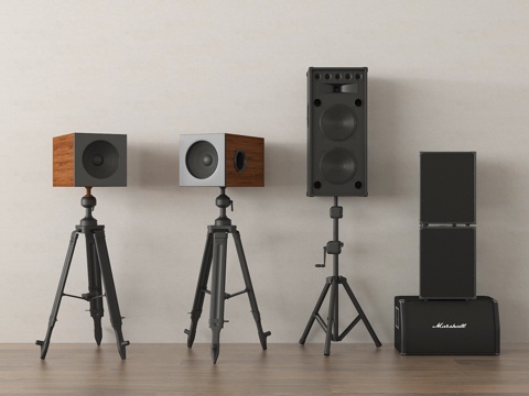 现代音响 音响组合 落地音响 影音设备su模型