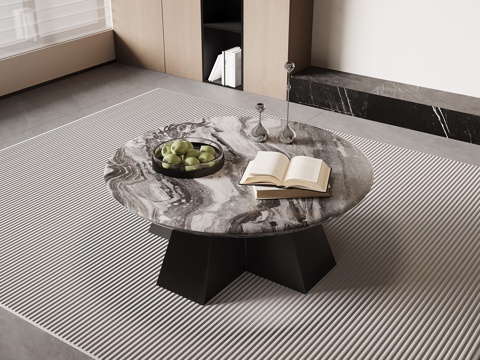 现代意式茶几 大理石茶几su模型