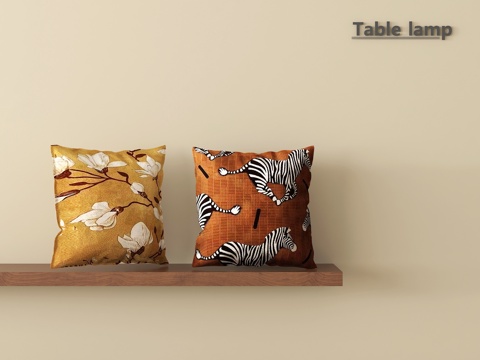  现代中古风抱枕 布艺软装3d模型 