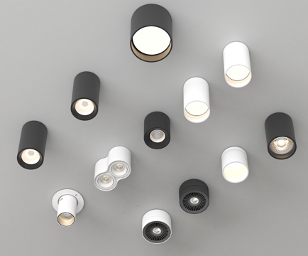 现代筒灯射灯 明装筒灯射灯su模型