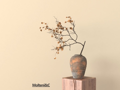 侘寂花艺 花瓶花艺su模型