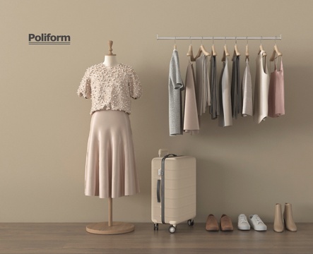 现代服装组合 女装 衣服 箱包 鞋子su模型