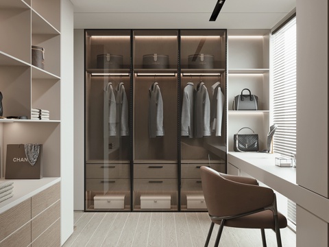 现代衣帽间su模型