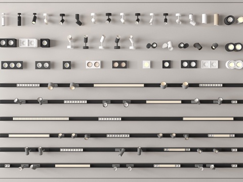 现代筒灯射灯 明装筒灯射灯 嵌入式筒灯射灯 轨道射灯 转向式su模型