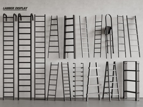 现代梯子 木梯 爬梯 折叠梯 活动梯su模型