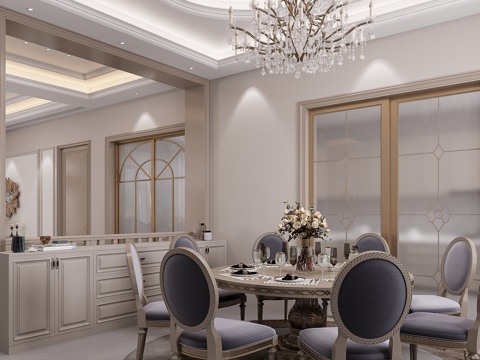  法式餐厅3d模型 