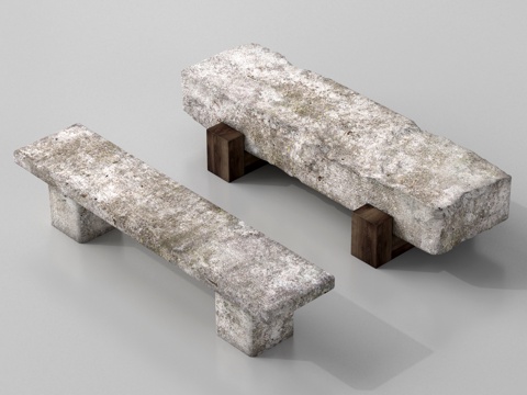 现代景观座椅 长条椅 石头椅su模型