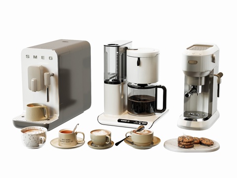 现代咖啡机咖啡杯su模型