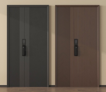 现代防盗门 入户门 指纹锁门 子母门su模型