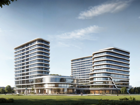 办公楼写字楼建筑 商住外观建筑 综合商业体su模型