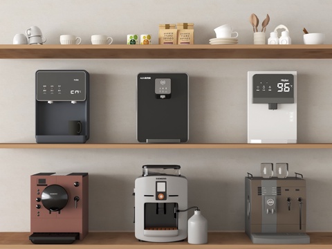 家用电器组合 咖啡机 饮水机 小家电 水杯su模型