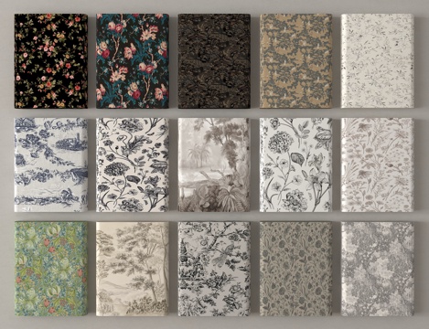 法式布料 墻布 璧布 壁纸 碎花墻布su模型