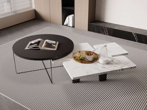 现代意式茶几 组合茶几su模型