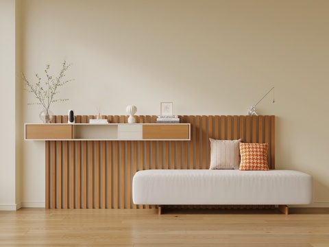 现代奶油风玄关 换鞋凳su模型