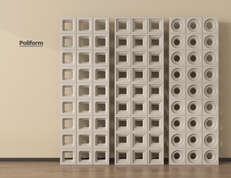 现代隔断 空心砖 镂空水泥砖隔断su模型