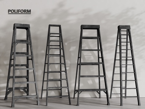 现代梯子 木梯 爬梯 折叠梯 活动梯su模型