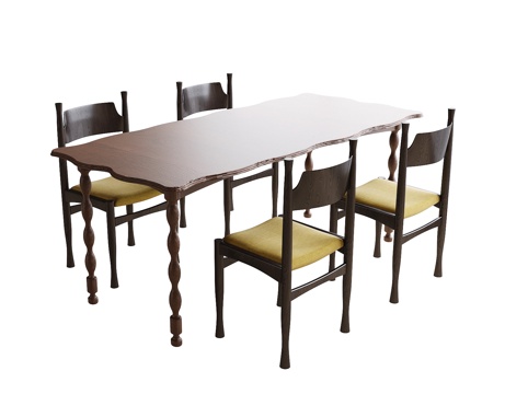 美式餐桌椅 餐椅 餐桌su模型