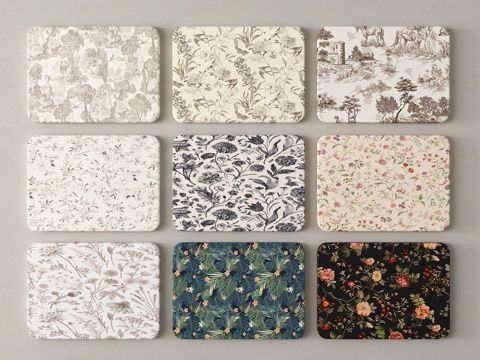 法式布料 墻布 璧布 壁纸 碎花墻布su模型