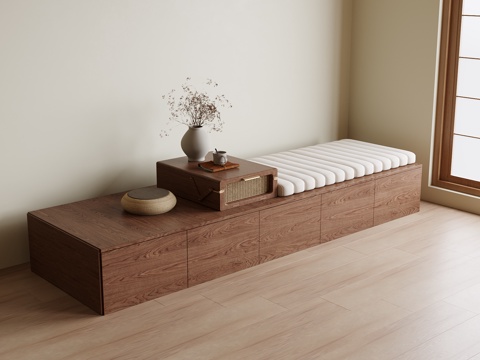 现代飘窗柜 飘窗垫su模型