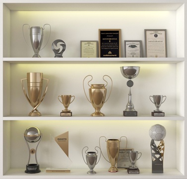 现代奖杯 荣誉证书su模型