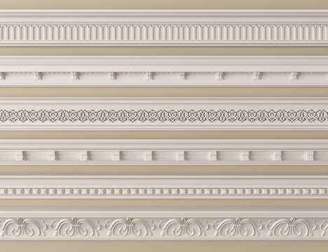 法式中古石膏线 钢琴线条 石膏线su模型