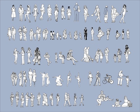 多种类型人物动作CAD图块cad施工图