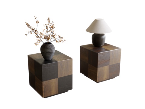 现代床头柜 边几角几su模型