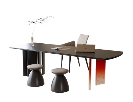 现代书桌椅 凳子 茶桌椅su模型