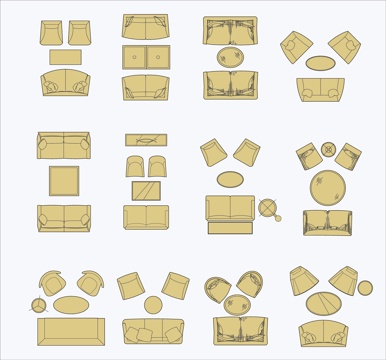 餐厅卡座沙发CAD图块cad施工图