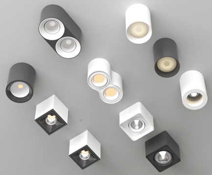 现代筒灯射灯 明装筒灯射灯su模型