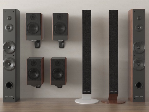 现代音响 音响组合 壁挂式音响 影音设备 低音炮su模型