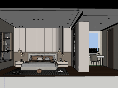 现代卧室主卧su模型