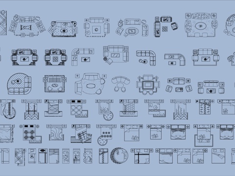 多种沙发与床CAD图块cad施工图