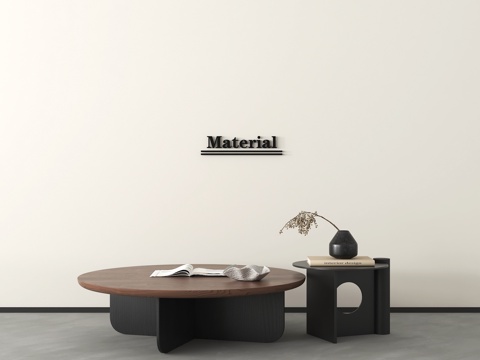  侘寂茶几 实木茶几组合 圆形 子母几3d模型 