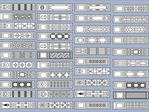 多种中式屏风隔断CAD图块cad施工图