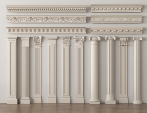 欧式石膏线 柱子 石膏线条 石膏构件su模型