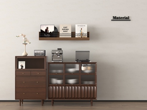 中古风玄关柜 边柜 餐边柜 摆件su模型