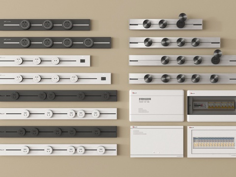 现代轨道插座 移动插座 强弱电箱su模型