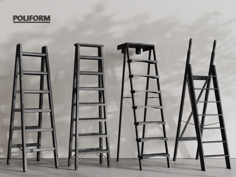 现代梯子 木梯 爬梯 折叠梯 活动梯su模型